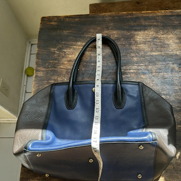 FURLA BLUE AND TAUPE GREY color block   LEATHER BAG - Picture 15 of 15